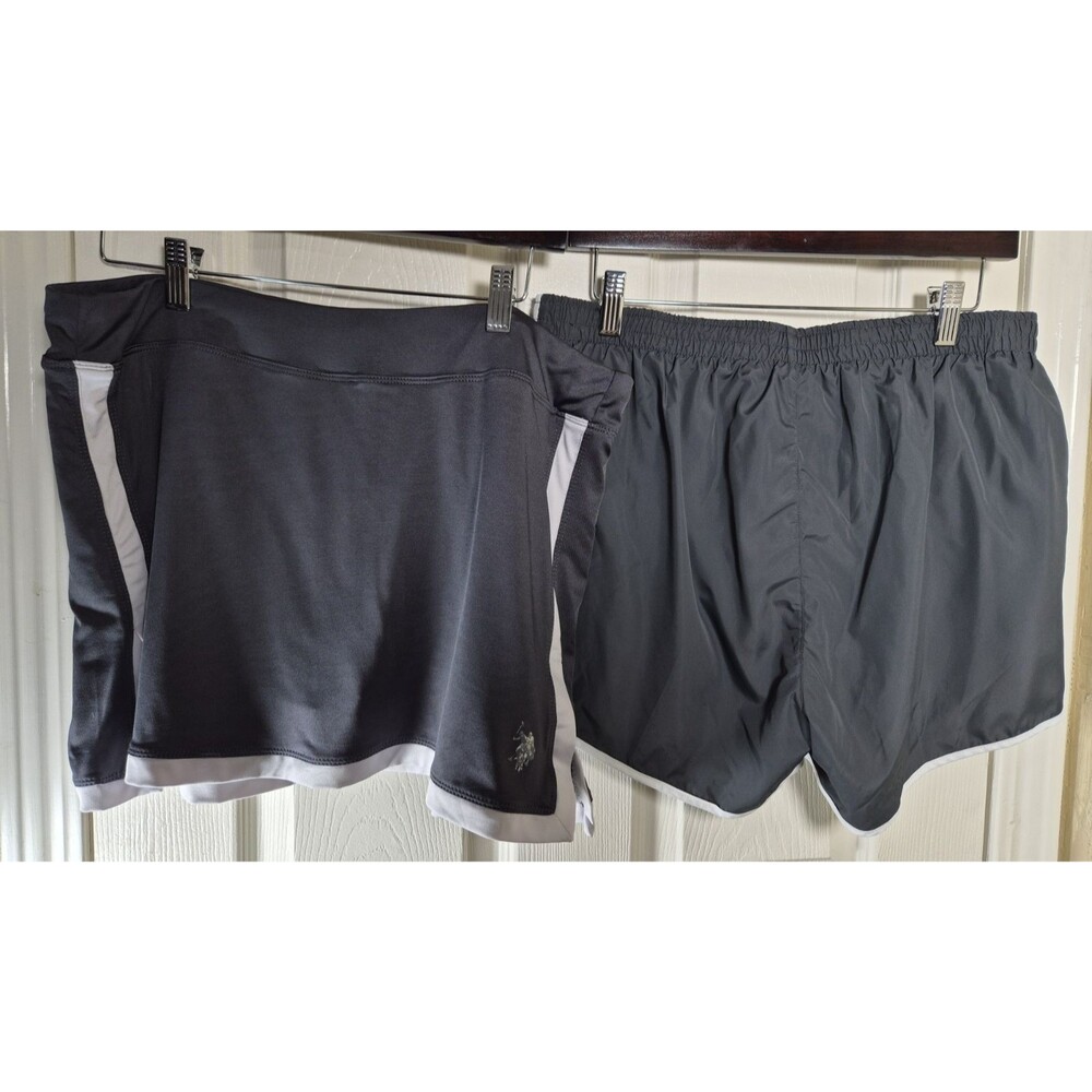 Lot of 2 U.S. Polo Assn. Women’s XL Athletic Shorts & Skort Charcoal Gray Black